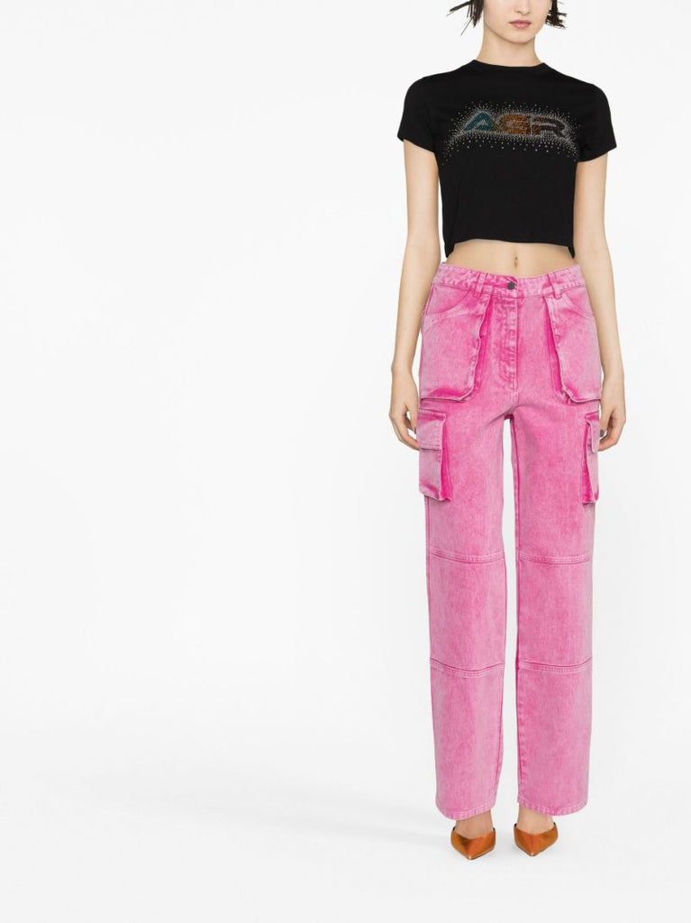 Pink Straight-leg Cargo Jeans