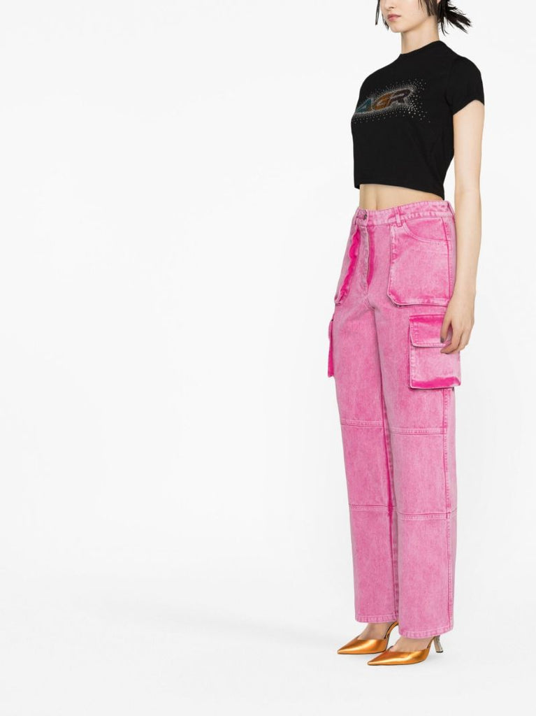 Pink Straight-leg Cargo Jeans