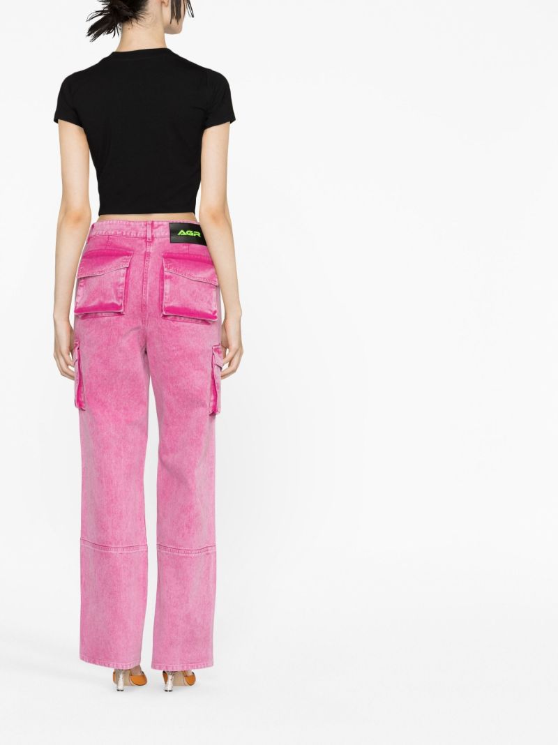 Pink Straight-leg Cargo Jeans