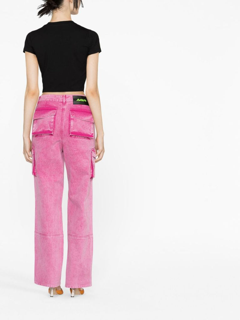 Pink Straight-leg Cargo Jeans