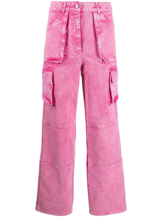 Pink Straight-leg Cargo Jeans