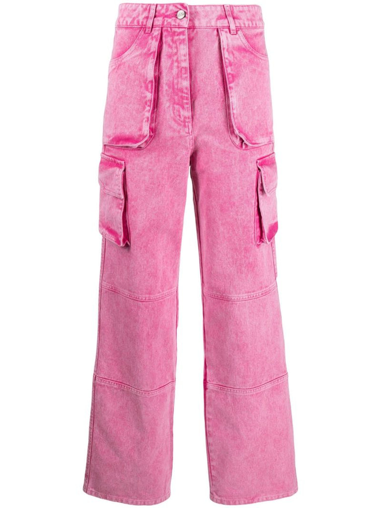 Pink Straight-leg Cargo Jeans