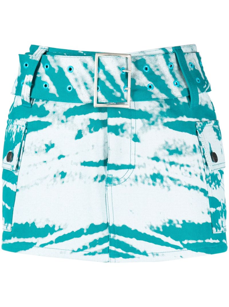 Blue Tie-dye Denim Mini Skirt