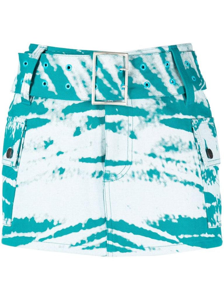 Blue Tie-dye Denim Mini Skirt
