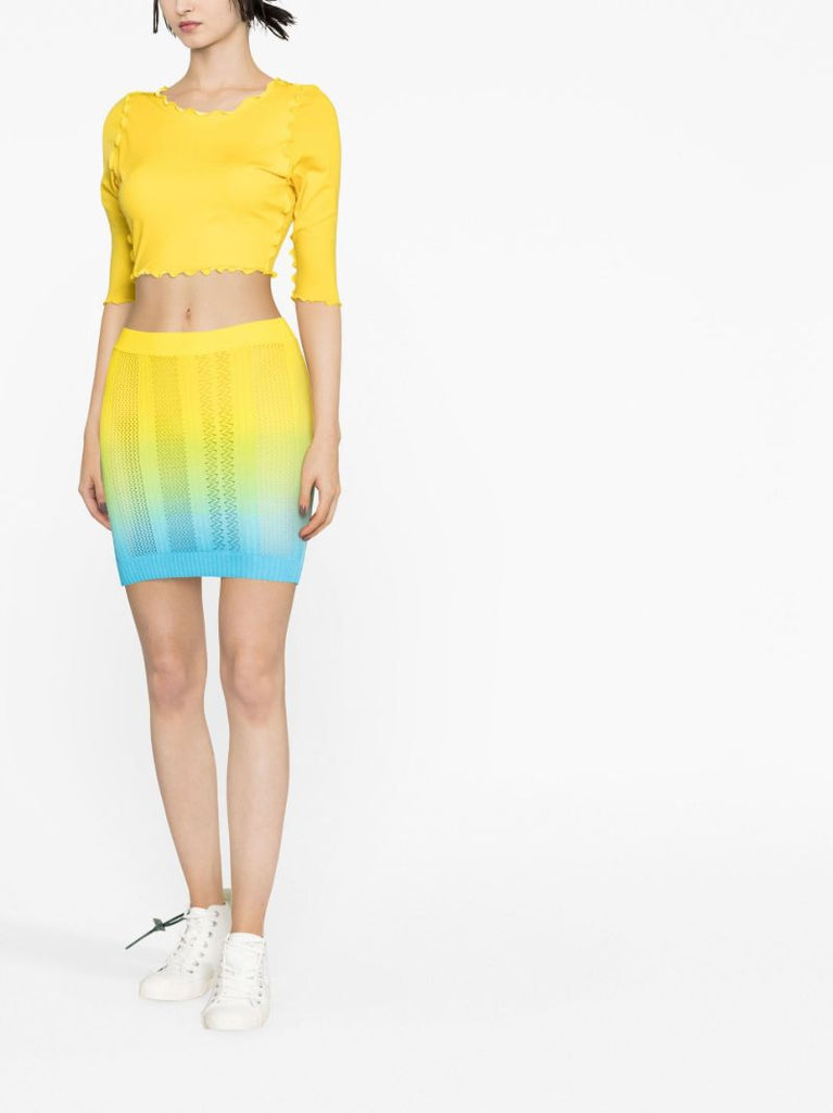 Blue OmbrÃ_x0083_Â© Knitted Mini Skirt