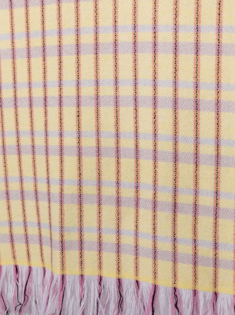 Yellow Carlyna Check Cashmere Scarf