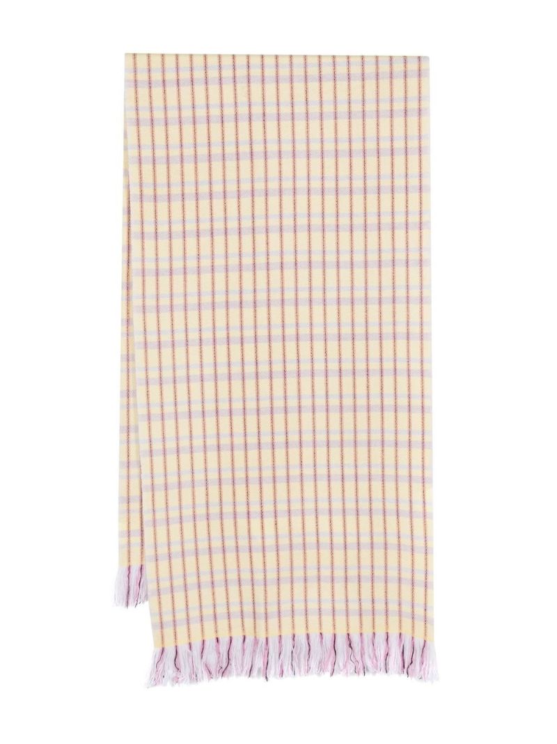Yellow Carlyna Check Cashmere Scarf