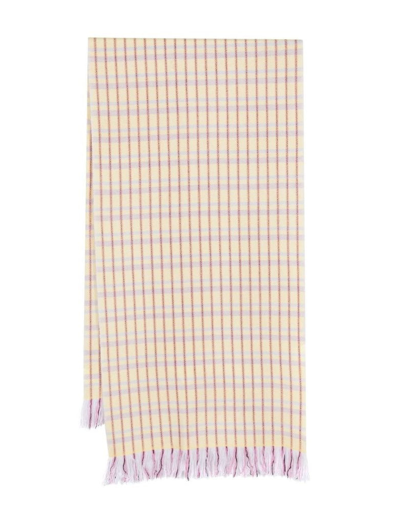 Yellow Carlyna Check Cashmere Scarf