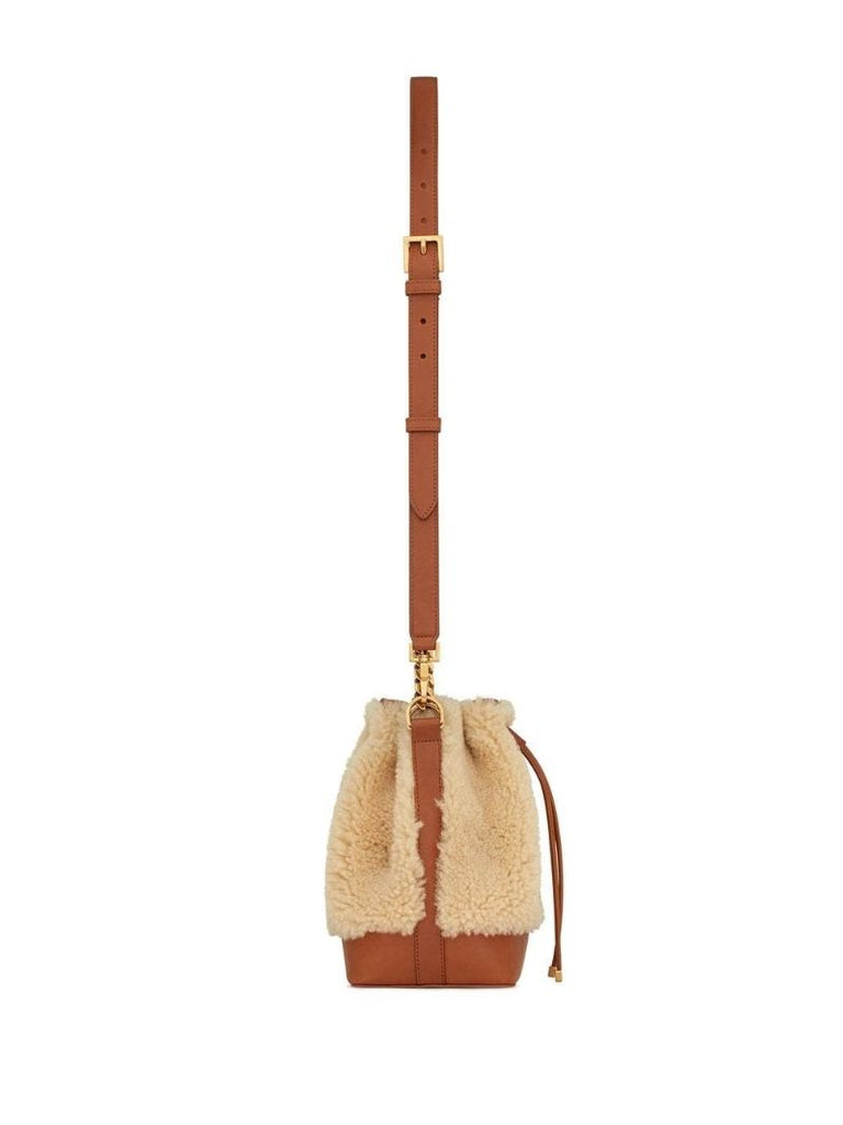 Beige Emmanuelle Shearling Bucket Bag
