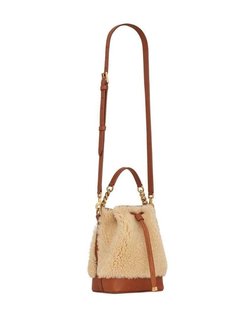 Beige Emmanuelle Shearling Bucket Bag