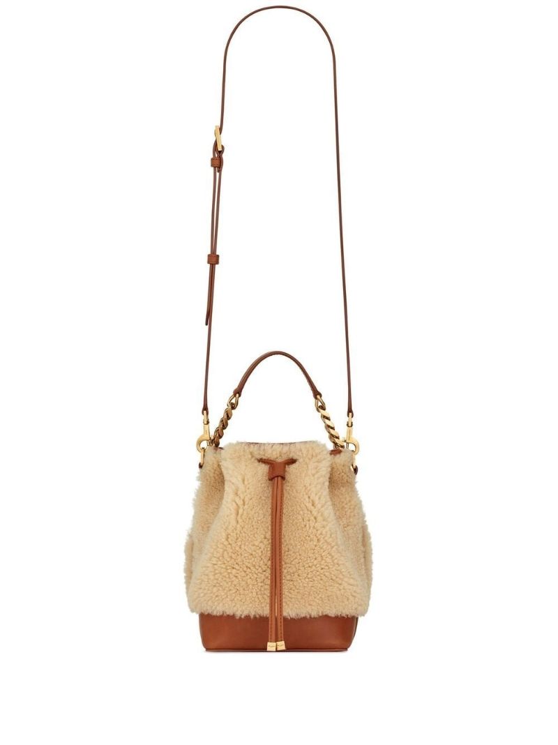 Beige Emmanuelle Shearling Bucket Bag