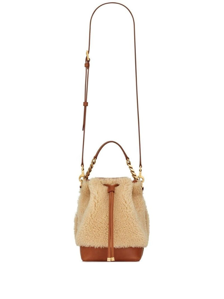 Beige Emmanuelle Shearling Bucket Bag