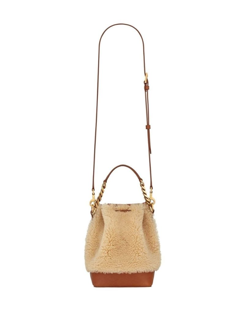 Beige Emmanuelle Shearling Bucket Bag