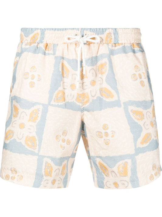 Neutral Sundial Printed Swim Shorts