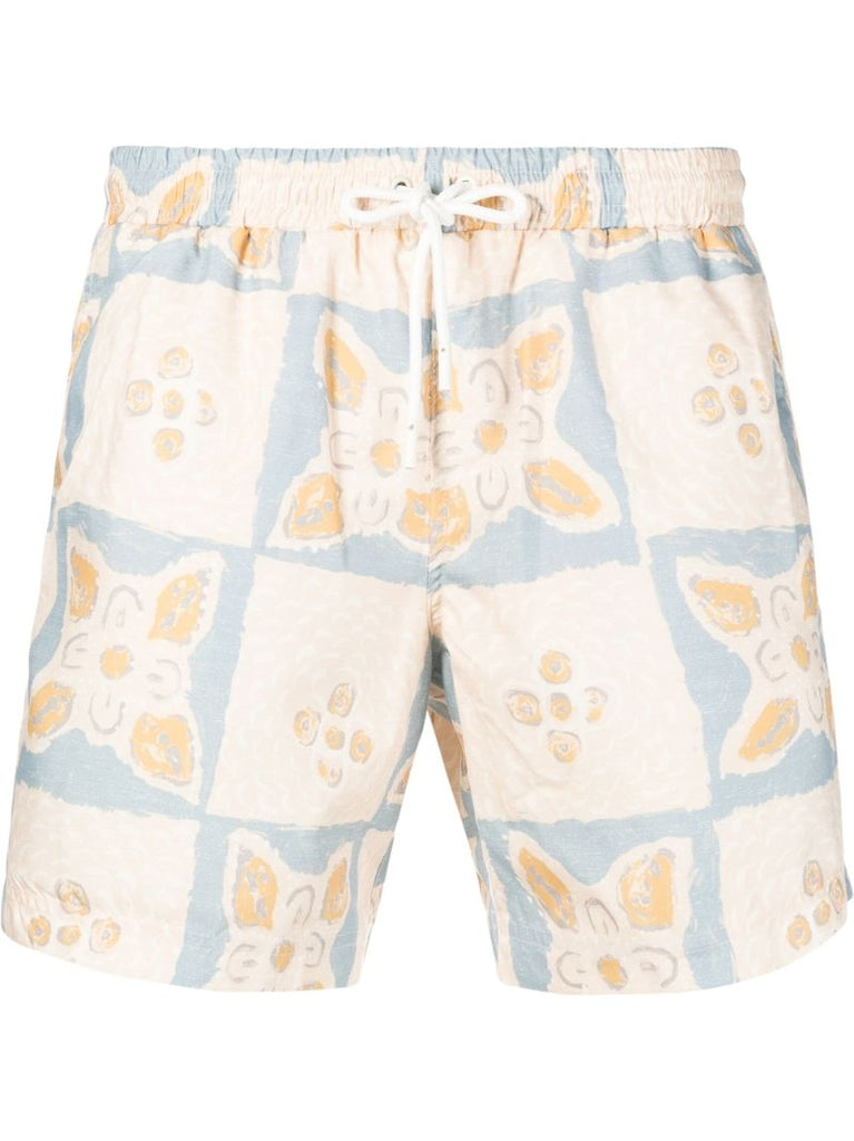 Neutral Sundial Printed Swim Shorts