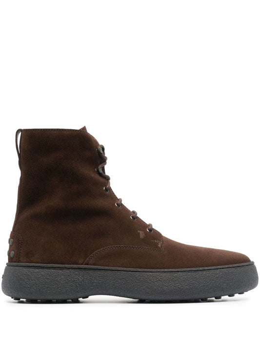 Brown W.g. Lace-up Suede Ankle Boots