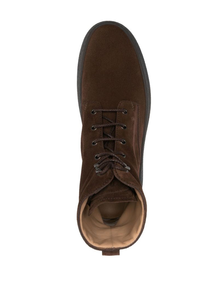 Brown W.g. Lace-up Suede Ankle Boots
