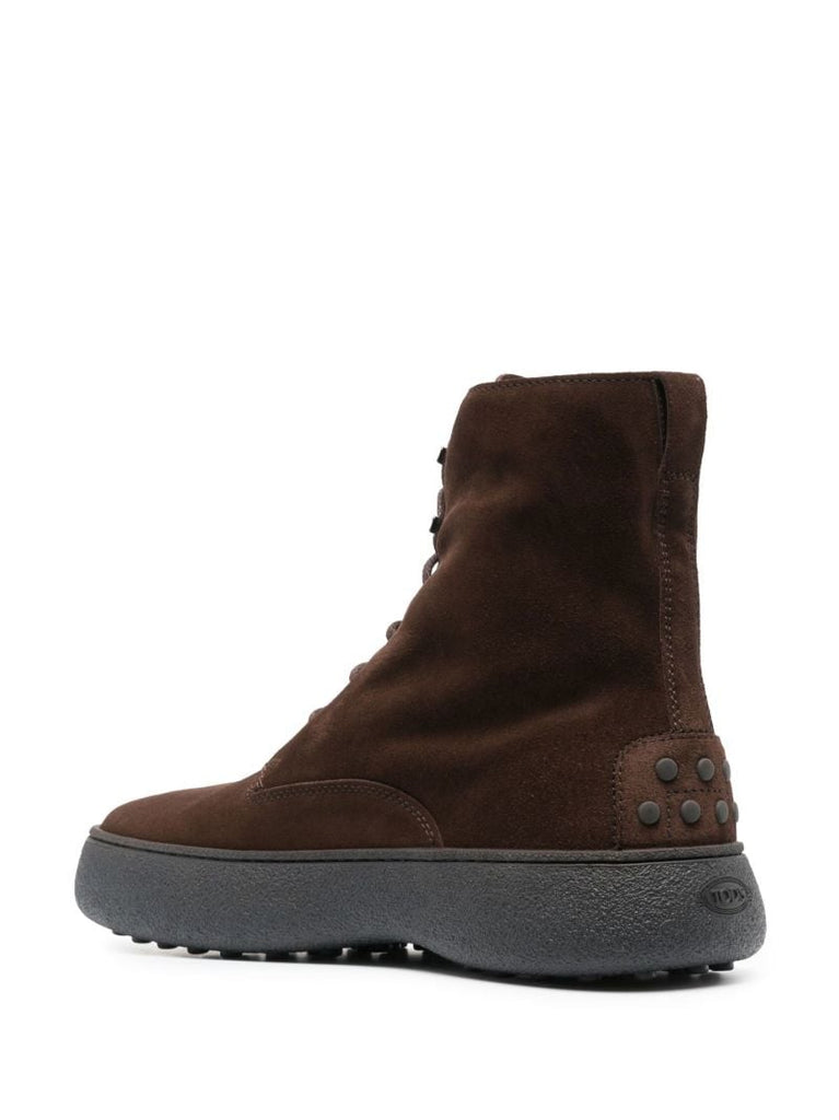 Brown W.g. Lace-up Suede Ankle Boots