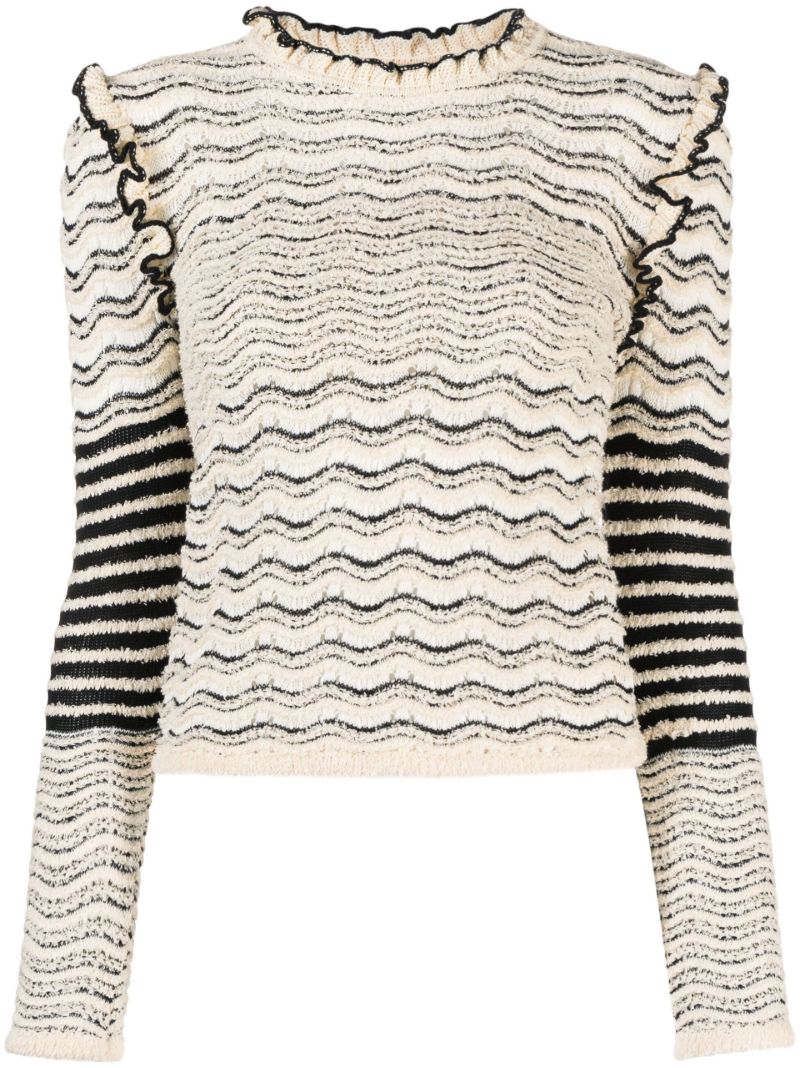 Neutral Textured Wave Knit Top