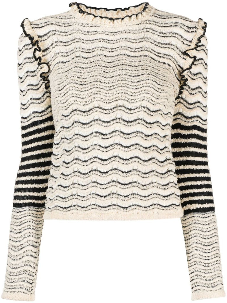 Neutral Textured Wave Knit Top