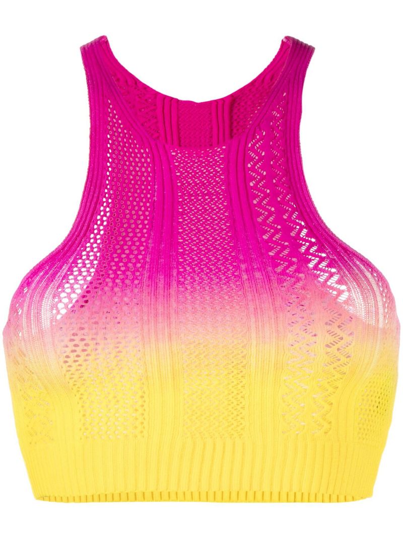Yellow OmbrÃ_x0083_Â© Knitted Crop Top