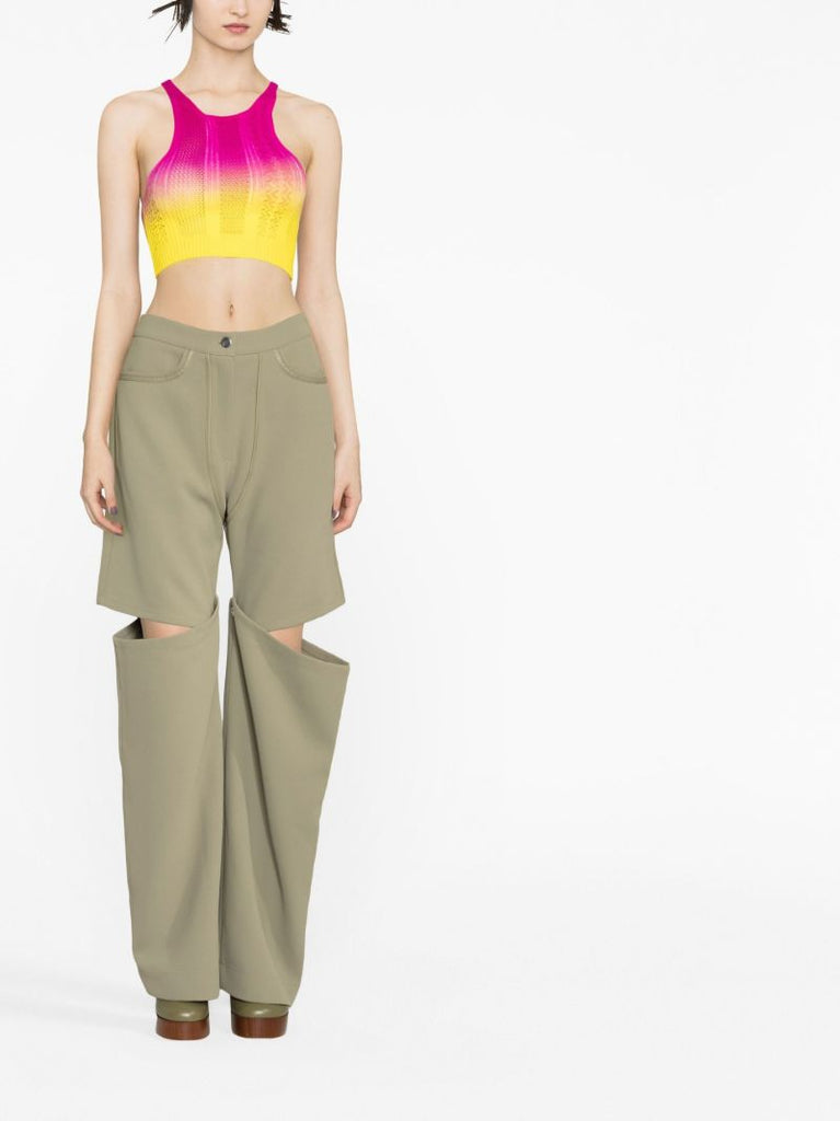 Yellow OmbrÃ_x0083_Â© Knitted Crop Top