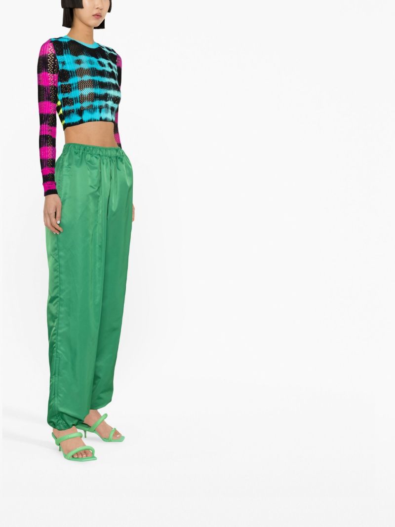 Blue Tie-dye Print Knitted Crop Top