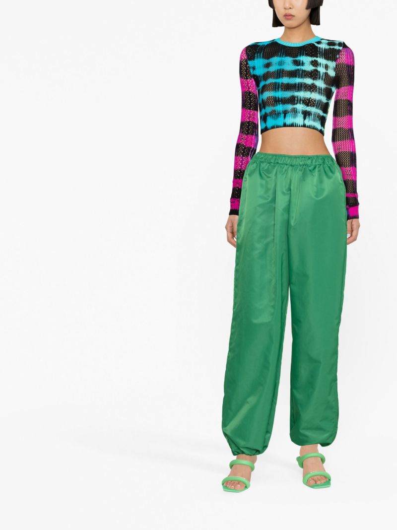Blue Tie-dye Print Knitted Crop Top