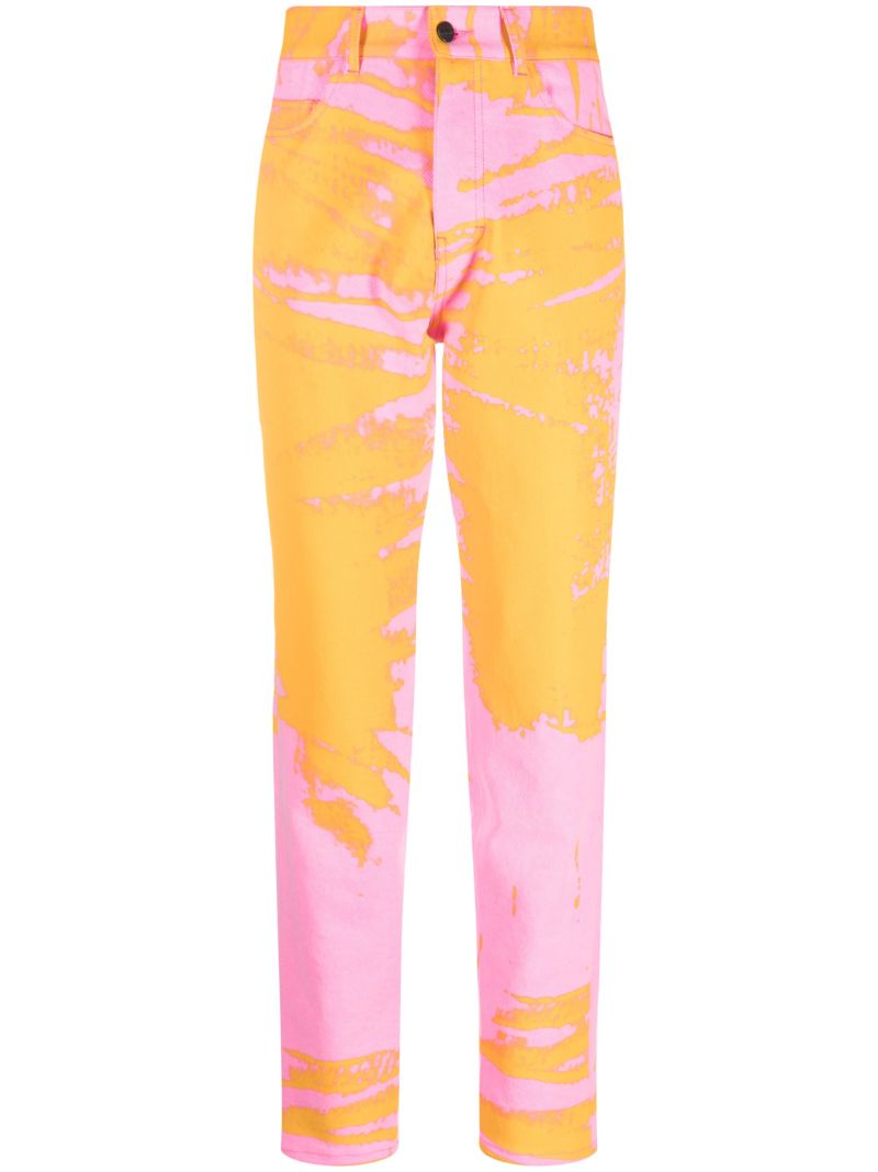 Orange Printed Straight-leg Jeans