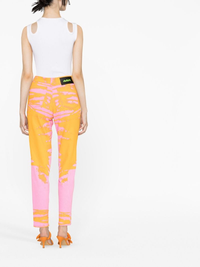 Orange Printed Straight-leg Jeans