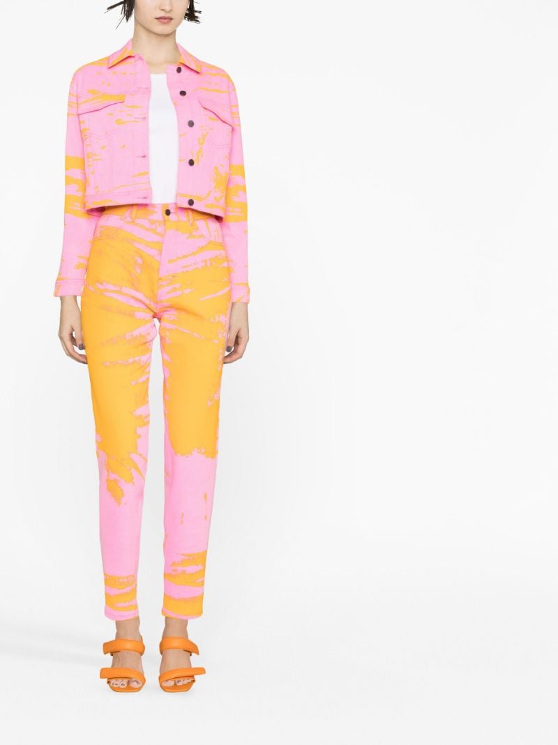 Orange Printed Straight-leg Jeans