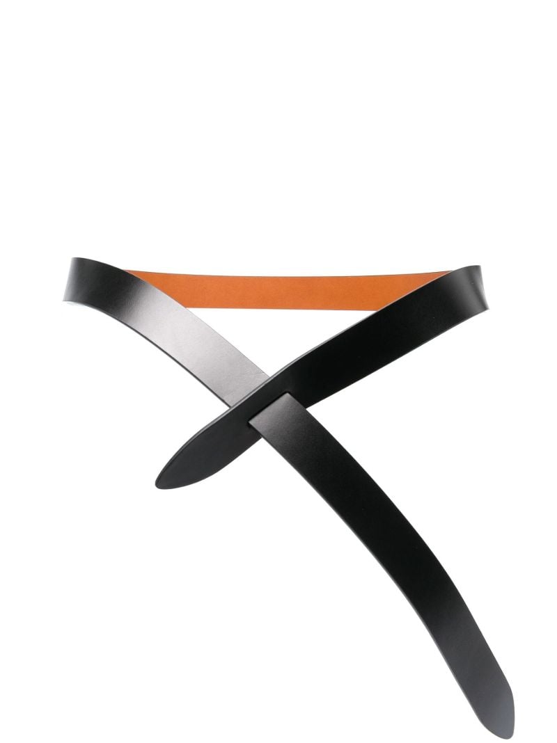 Black Lecce Knotted Reversible Leather Belt
