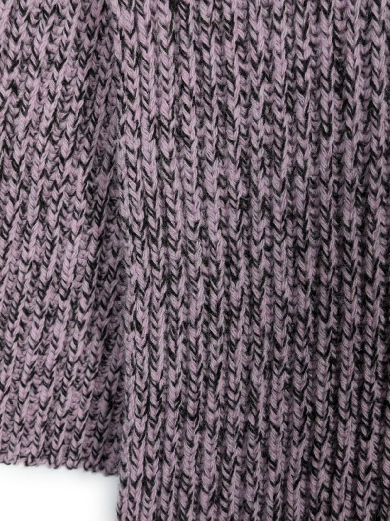 Purple Intarsia Logo Ribbed Knit Bib Collar