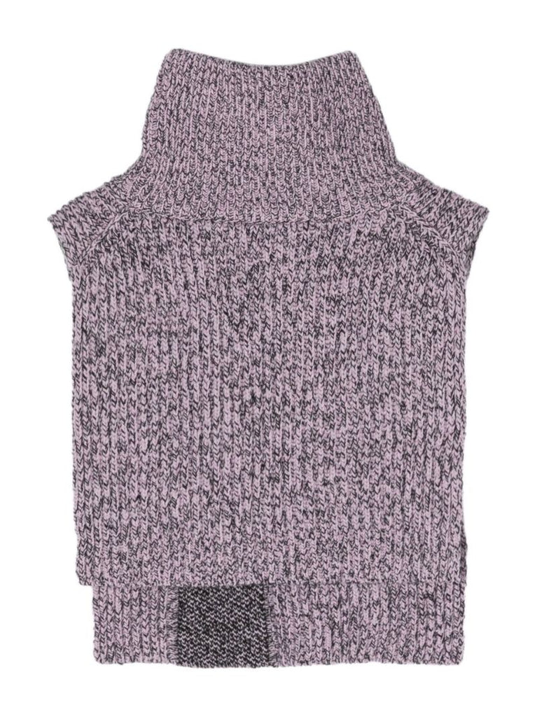 Purple Intarsia Logo Ribbed Knit Bib Collar