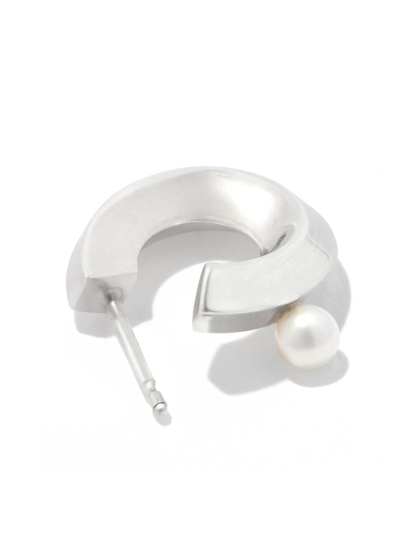 Sterling Silver Floating Pearl Hoop Earring