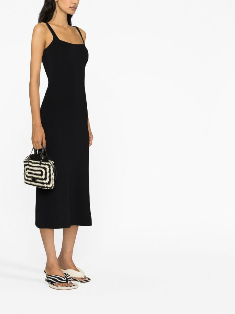 Black Paityn Ribbed Midi Dress