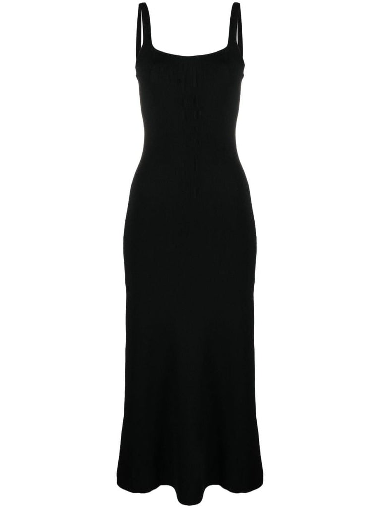 Black Paityn Ribbed Midi Dress