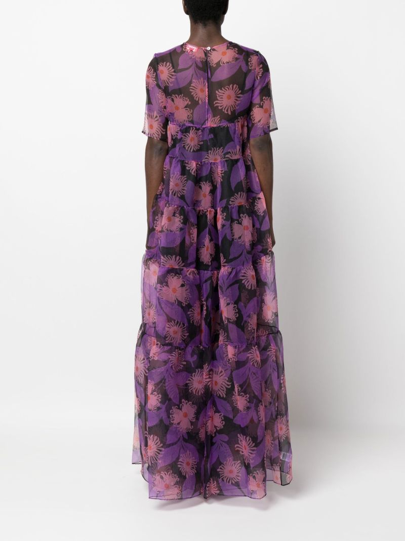 Purple Hyacinth Floral Print Gown