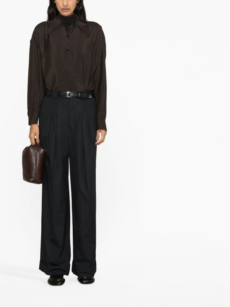 Black Pleated Wide-leg Trousers