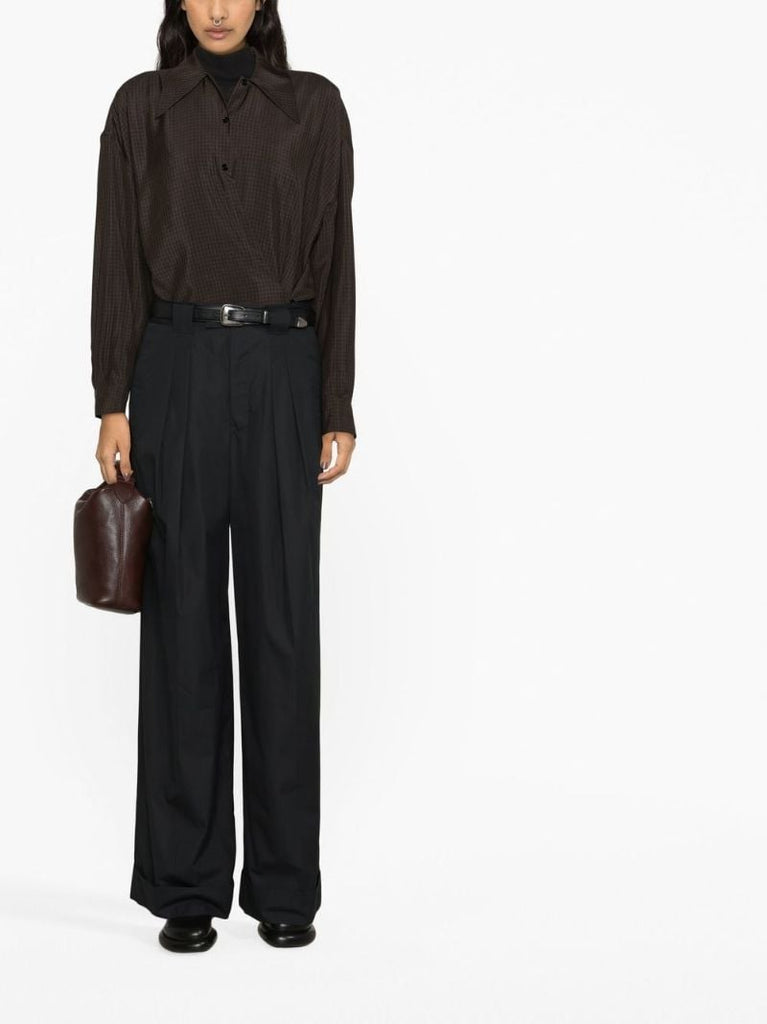 Black Pleated Wide-leg Trousers