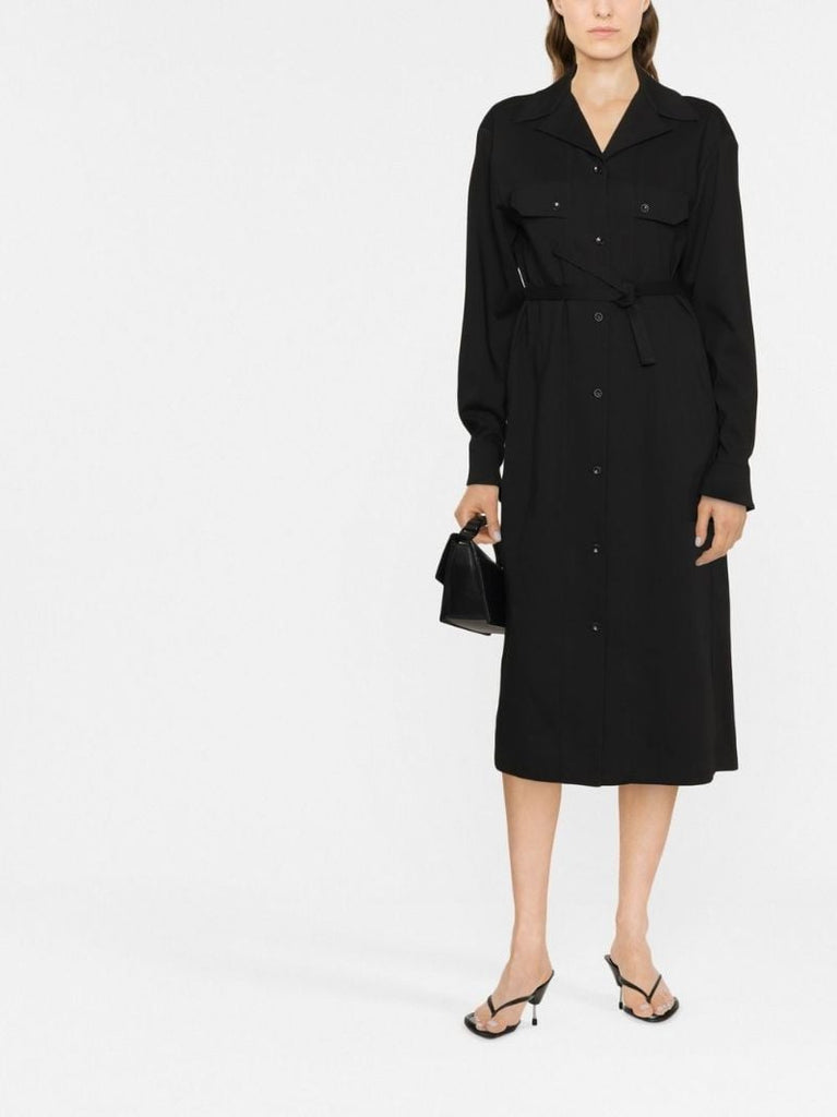 Black Long-sleeved Midi Dress