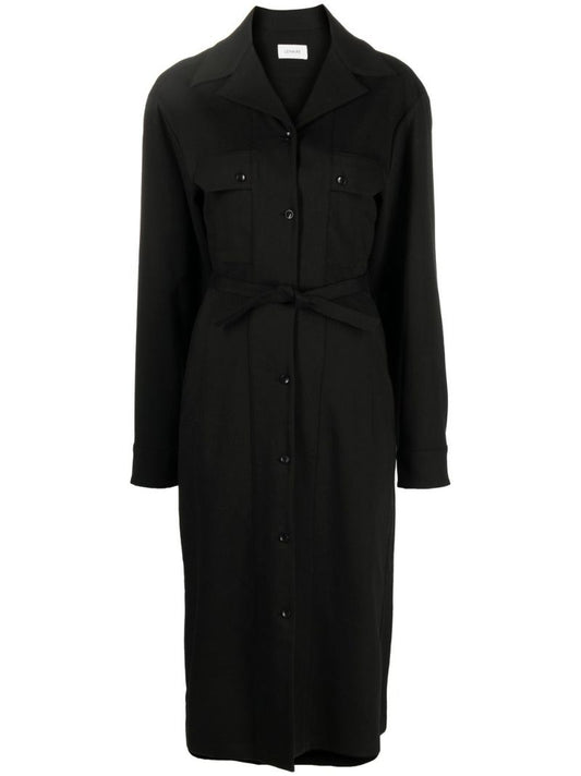 Black Long-sleeved Midi Dress