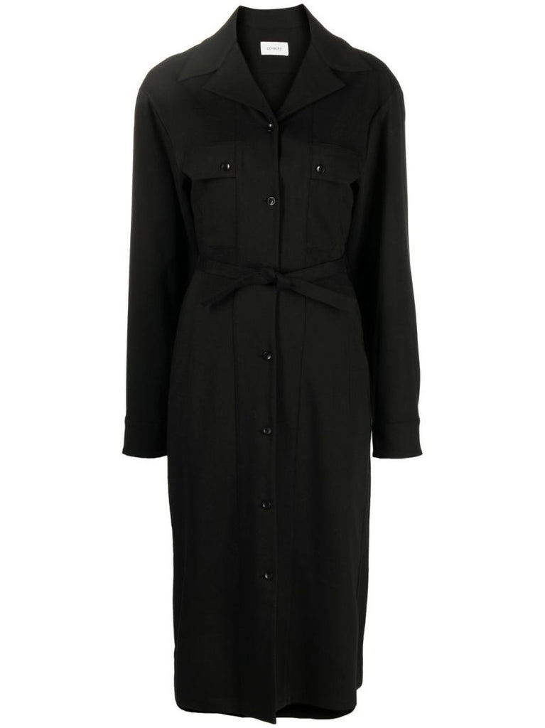 Black Long-sleeved Midi Dress