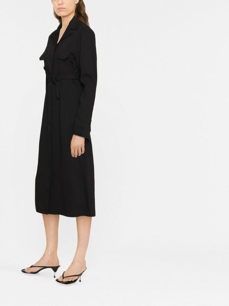 Black Long-sleeved Midi Dress