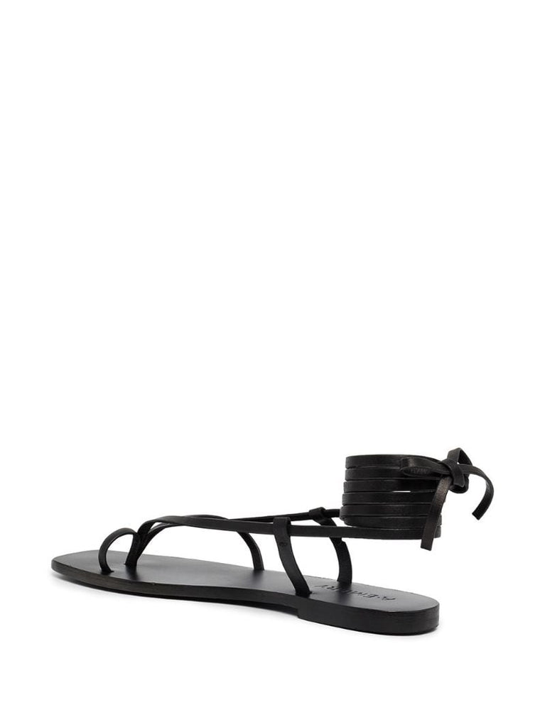 Black Nolan Leather Wrap Sandals
