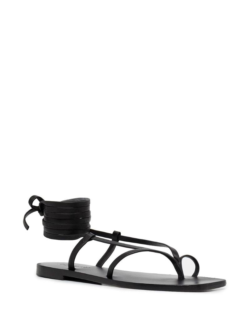 Black Nolan Leather Wrap Sandals