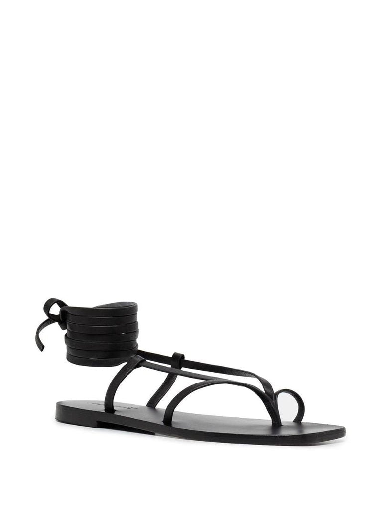 Black Nolan Leather Wrap Sandals