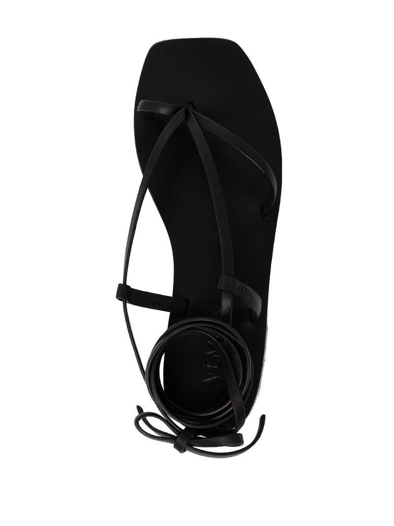 Black Nolan Leather Wrap Sandals