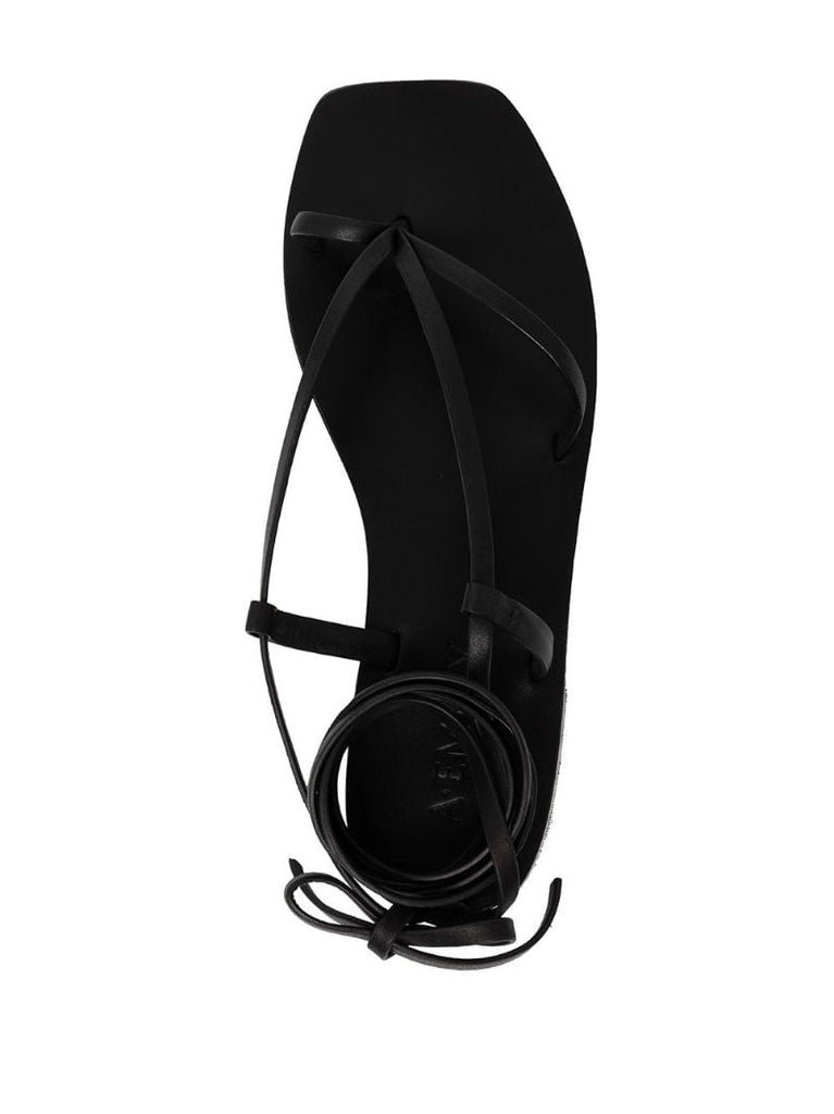 Black Nolan Leather Wrap Sandals