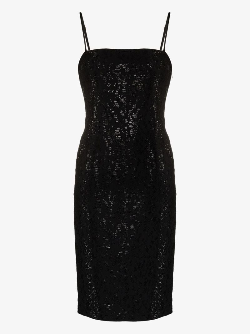 Black Crystal CrÃ_x0083_Âªpe Midi Dress
